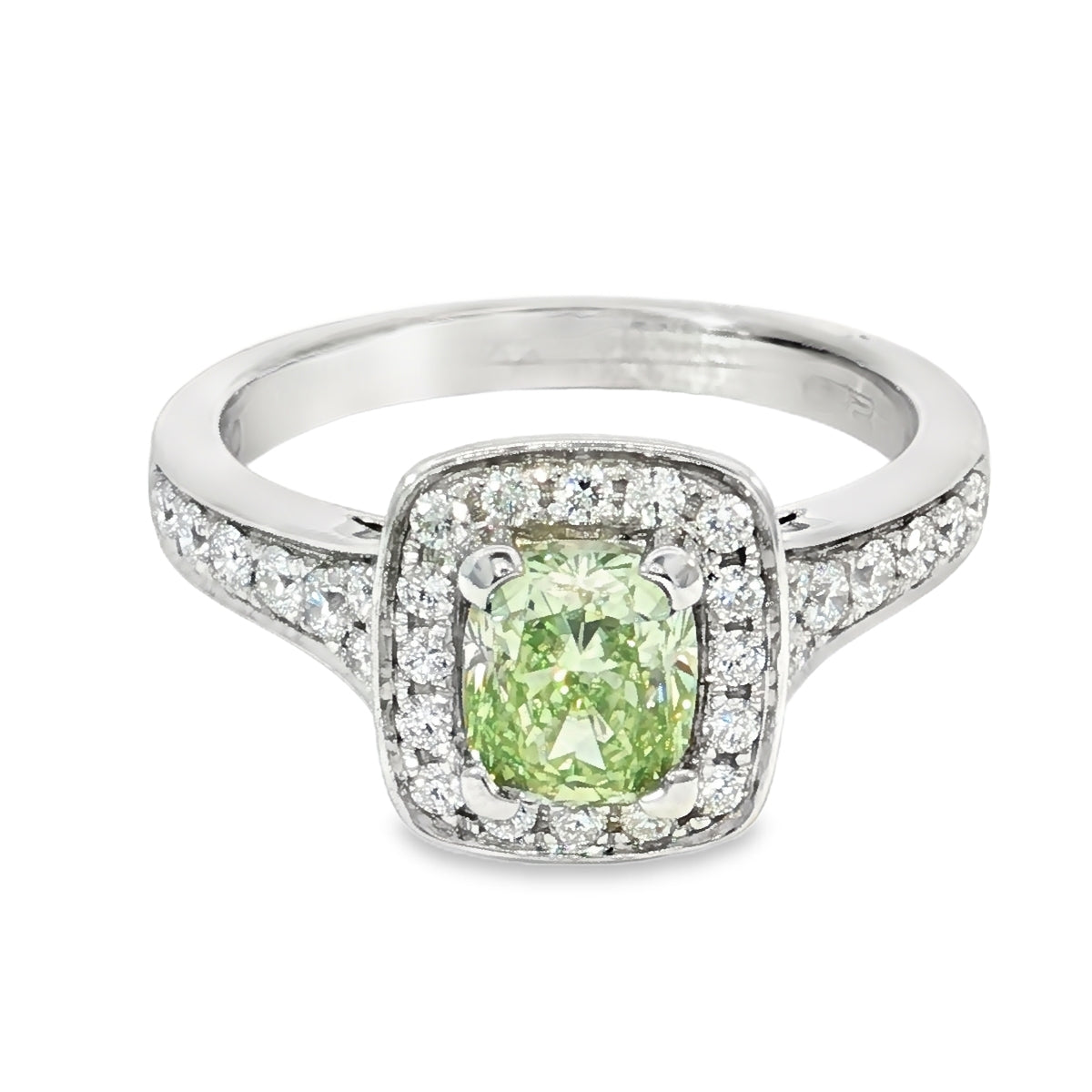 18ct WG "Fancy Pine Green" Diamond Ring. Design No: ARKOT-PINE-1.02CT