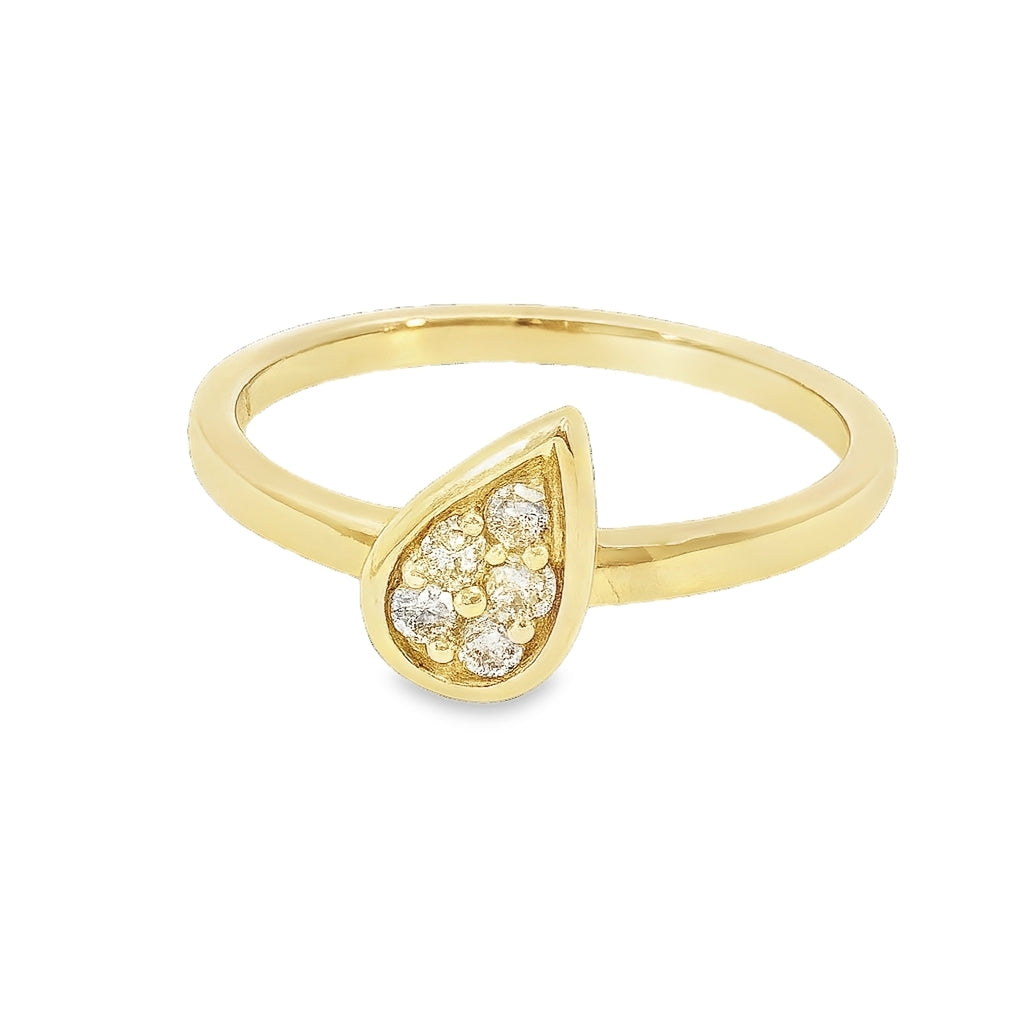 DREAMTIME DIAMONDS: 9ct YG Diamond Pear Shape Stacker Ring. Design No: DRG537