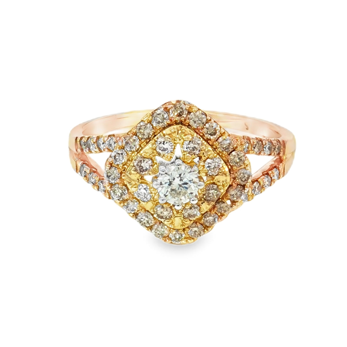 Dreamtime - 9ct RG/YG Diamond Kite Split Shank Ring. Design No:DTRG084
