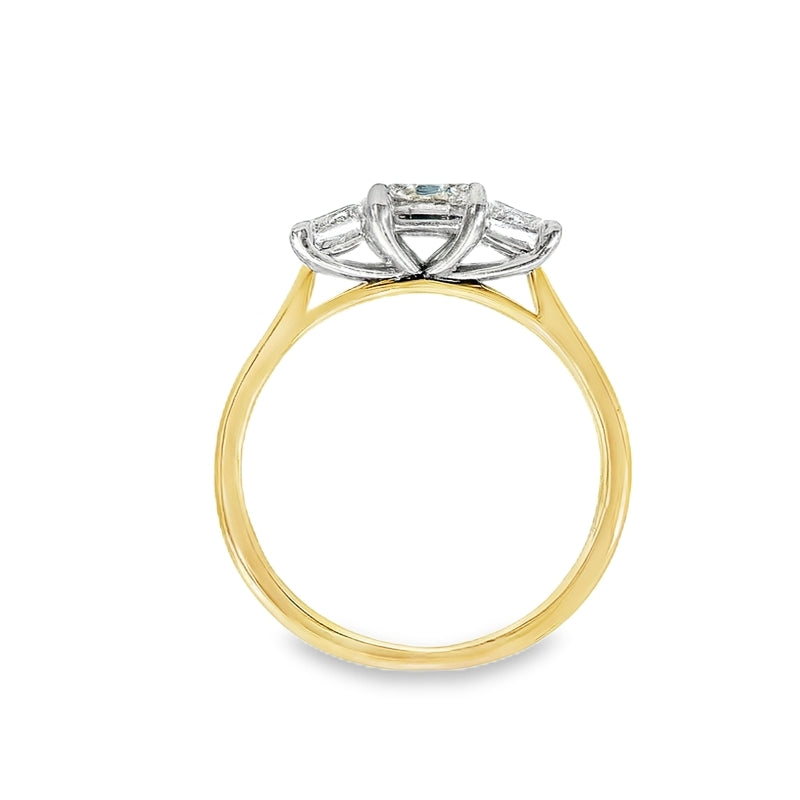 9ct Yellow Gold Emerald Cut Lab Grown Diamond Trilogy Ring. Design No: 2733-9YWD-2