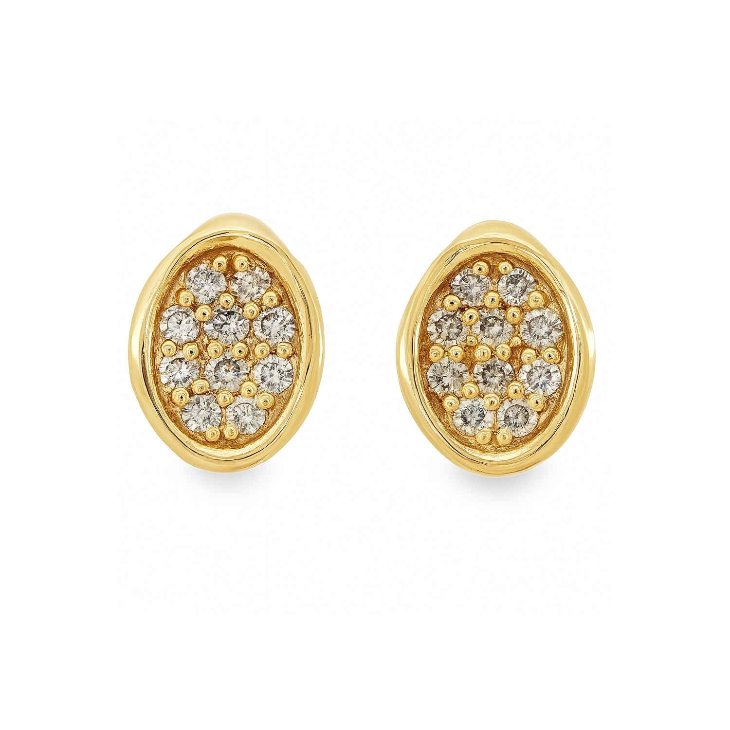 The Dreamtime 9ct Yellow Gold Diamond Oval Stud Earrings. Design No: DER090
