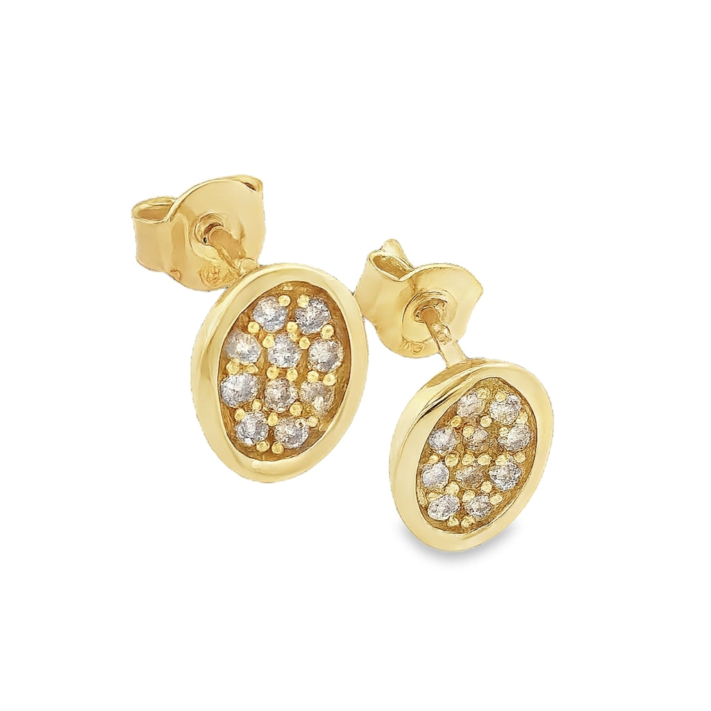 The Dreamtime 9ct Yellow Gold Diamond Oval Stud Earrings. Design No: DER090