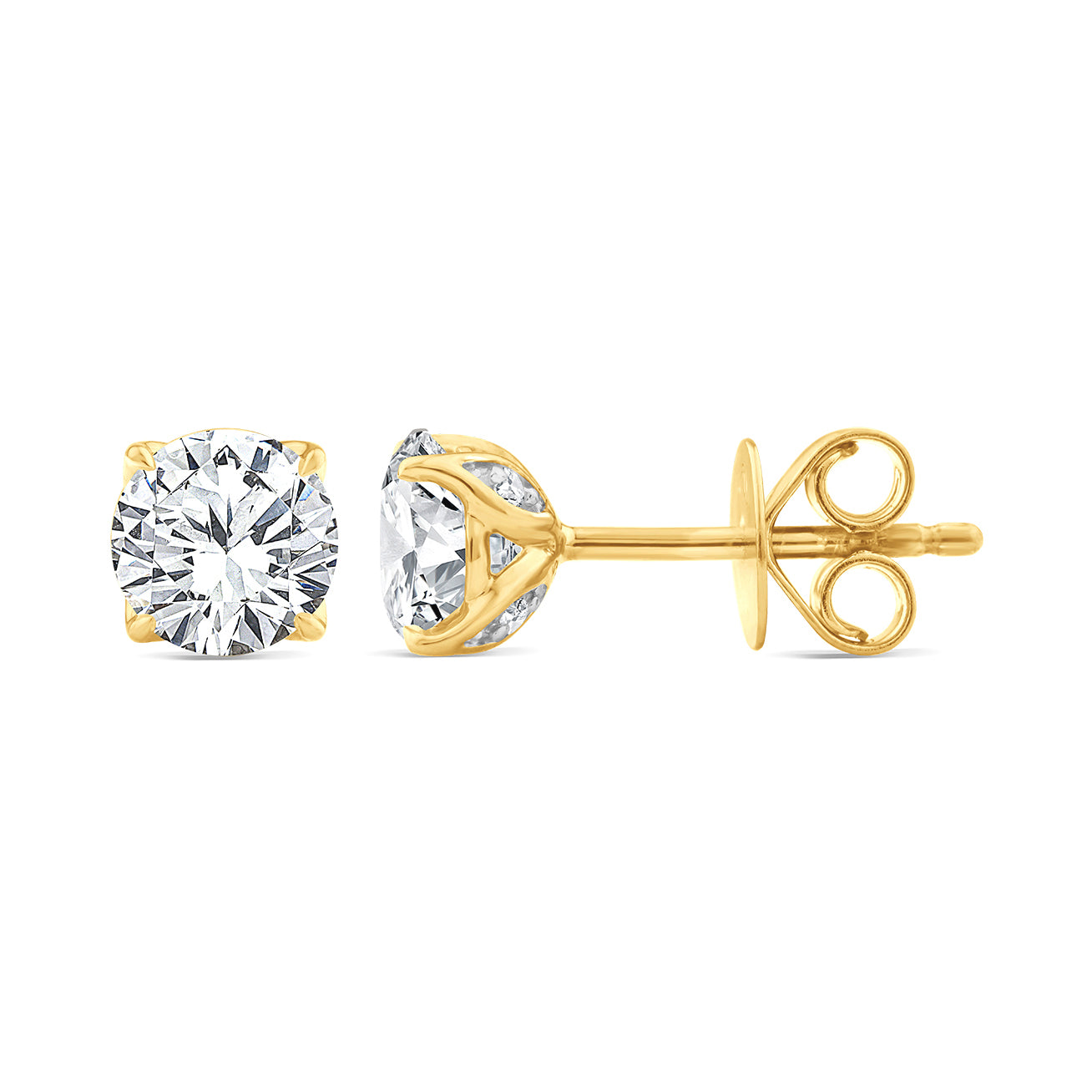 18ct Yellow Gold Bezel Set Lab Grown Diamond Studs Earrings. Design No: LGEF-8844AL-18Y