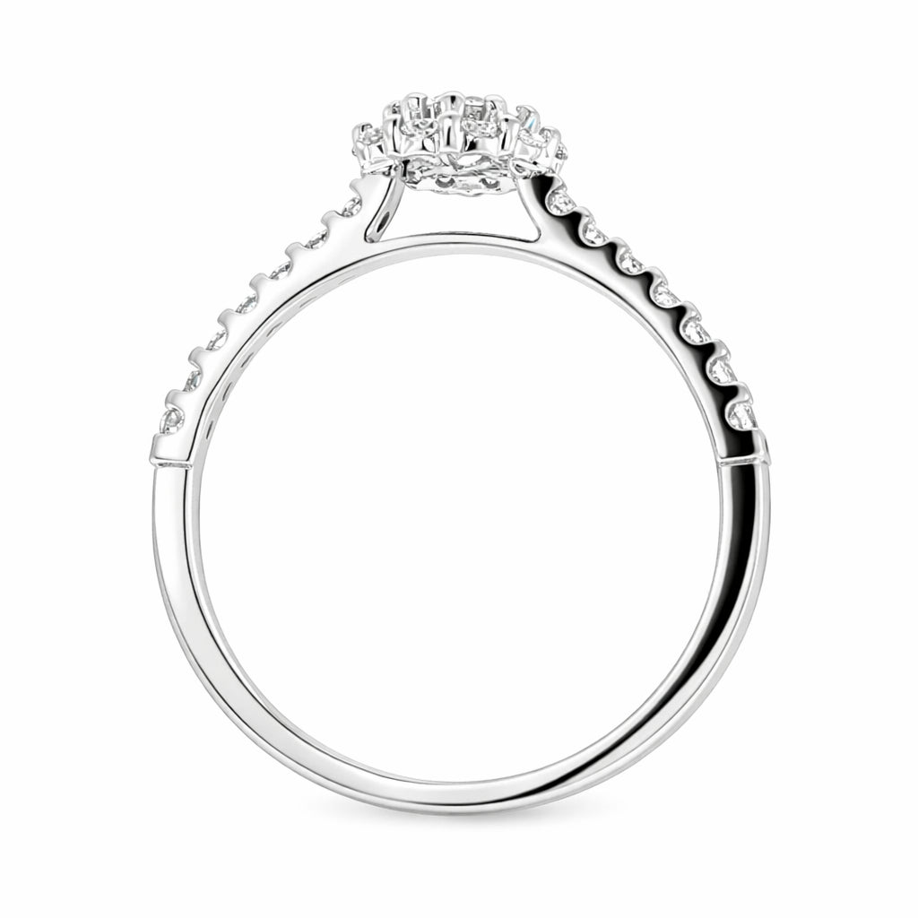 9ct White Gold Halo Engagement Ring. Design No: 2113V30-9WD-8.