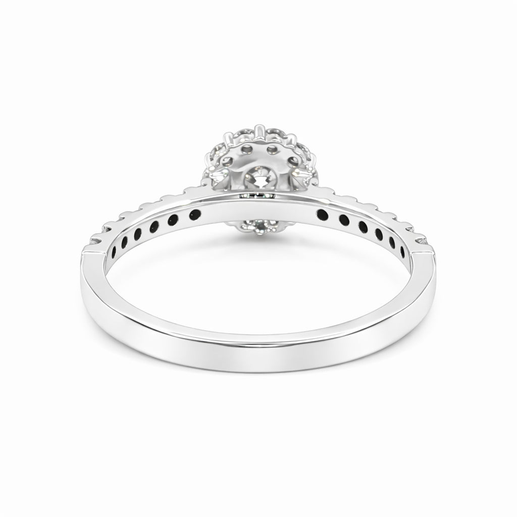 9ct White Gold Halo Engagement Ring. Design No: 2113V30-9WD-8.