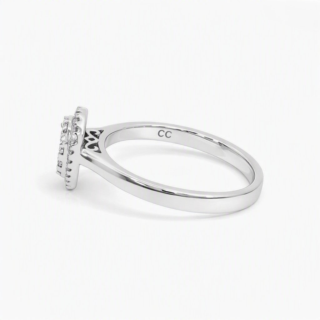 9ct White Gold Pear Shaped Diamond Halo Ring. Design No: ARRGL12DM3C