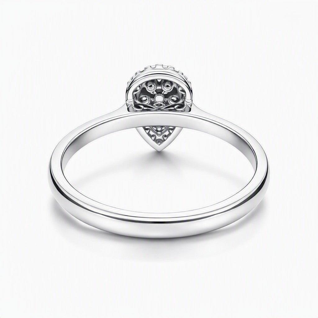 9ct White Gold Pear Shaped Diamond Halo Ring. Design No: ARRGL12DM3C