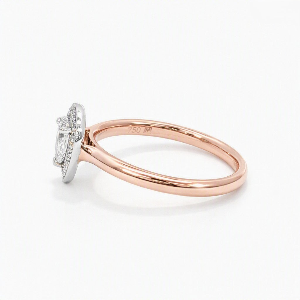 18ct Rose Gold Halo Diamond Ring. Design No: 2342-18RWD-3.