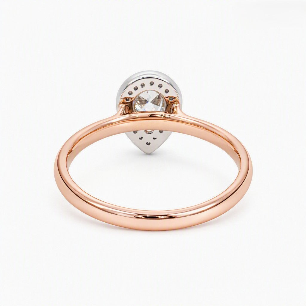18ct Rose Gold Halo Diamond Ring. Design No: 2342-18RWD-3.