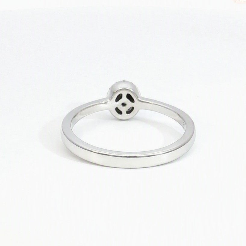 9ct White Gold Oval Diamond Halo Ring. Design No: DRG1110