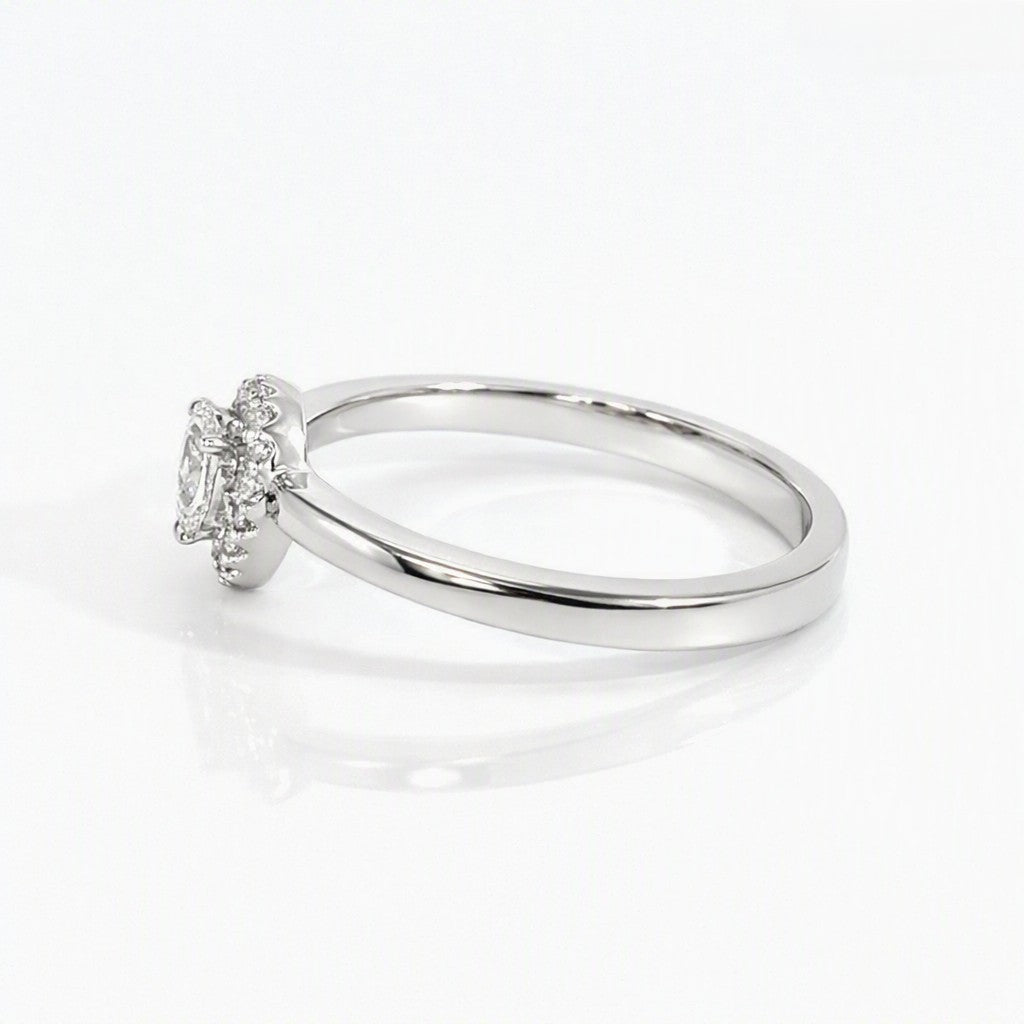 9ct White Gold Pear Shaped Diamond Halo Ring. Design No: DRG1111.