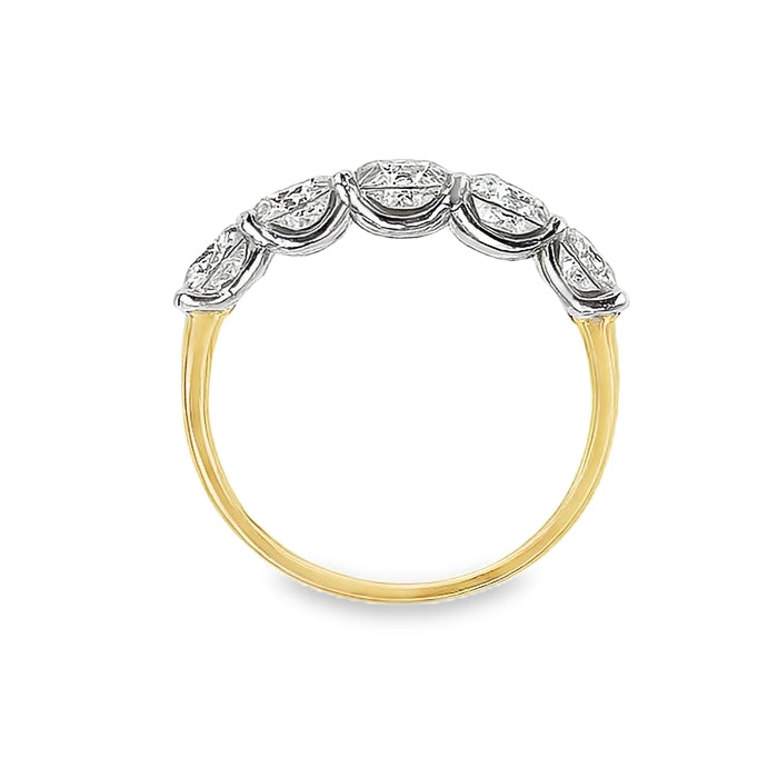 9ct Yellow Gold 5 x Lab Grown Diamond Ring. Design No: 2701-9YWD-2