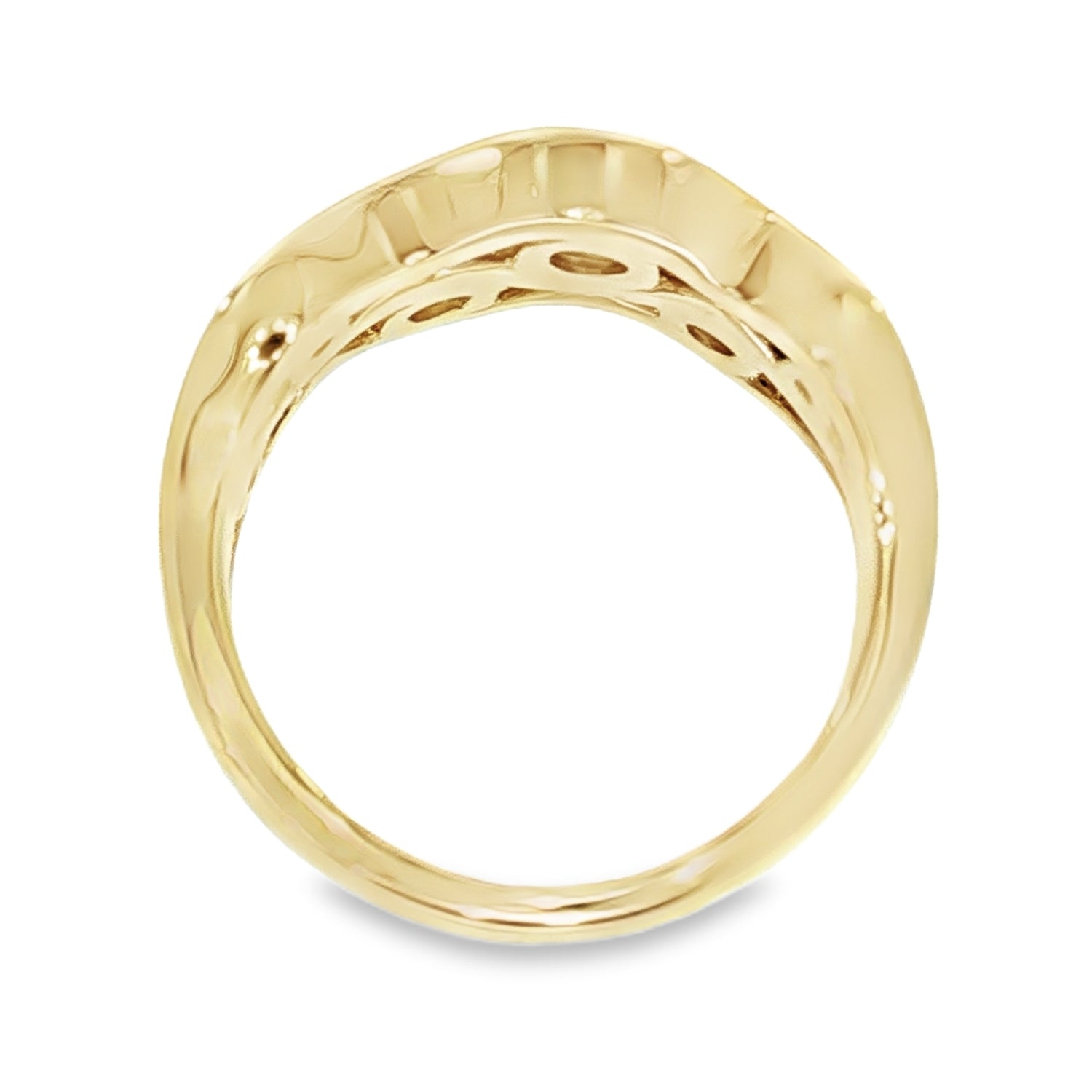 Flowing Waves Gold Diamond Ring. Design No: 3123