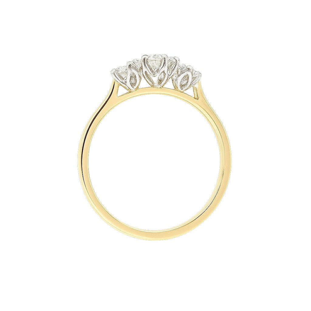 Classic Elegance Trilogy Gold Diamond Ring. Design No: 2958Y