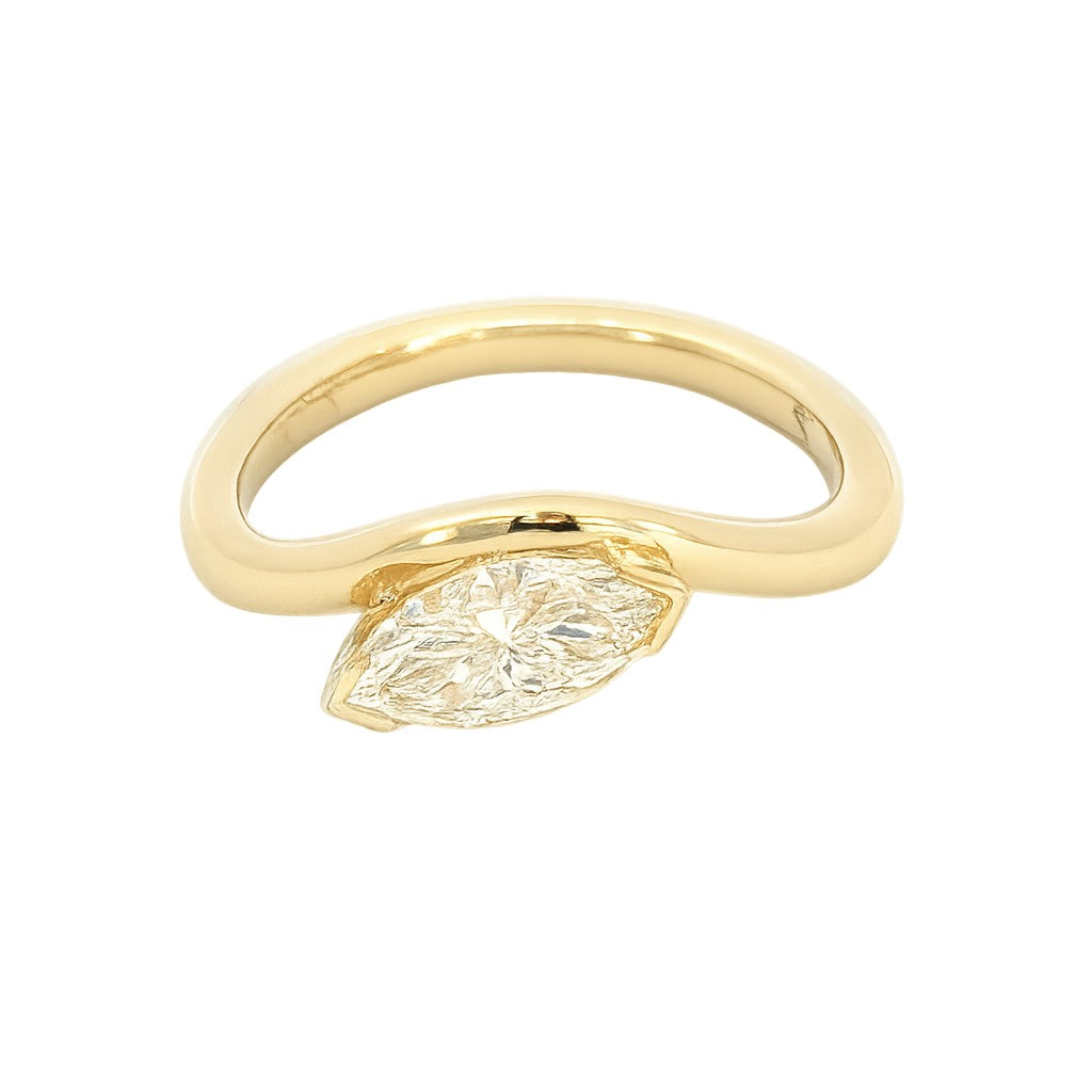 Modern Twist Marquise Diamond Gold Ring. Design No: 3117