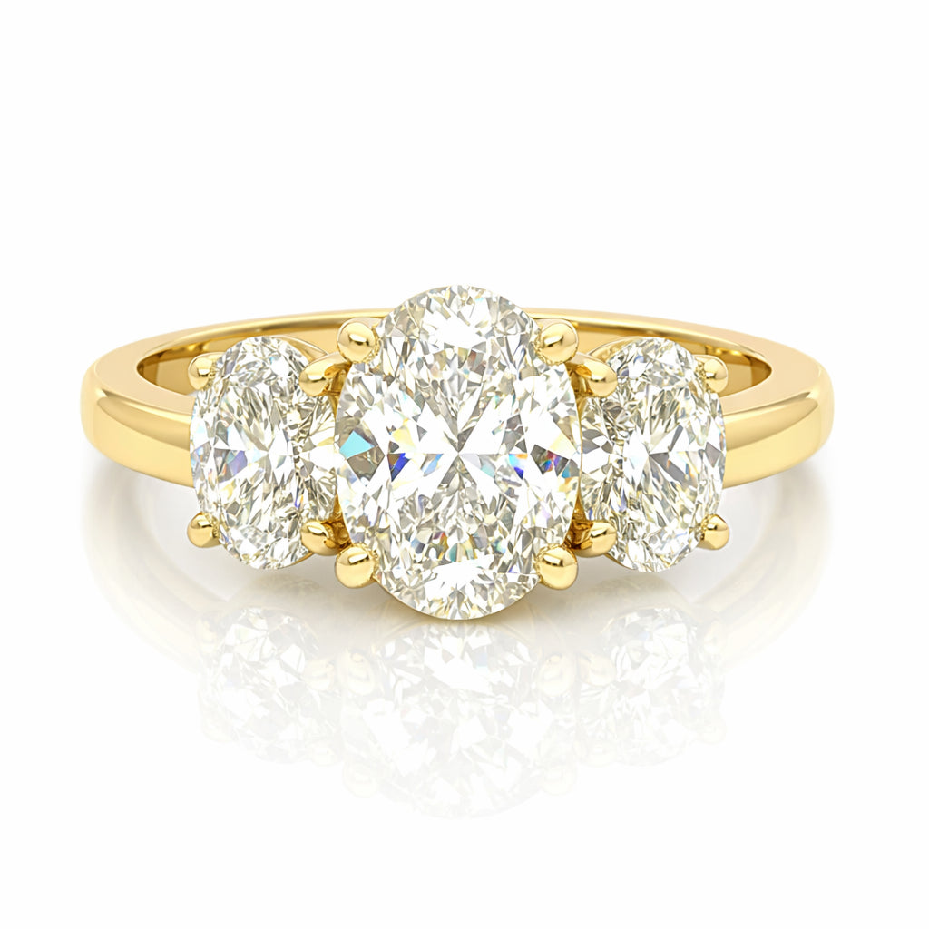 9ct Yello Gold Oval LGD Trilogy Ring Design No: LGR3ST9YOV1.5