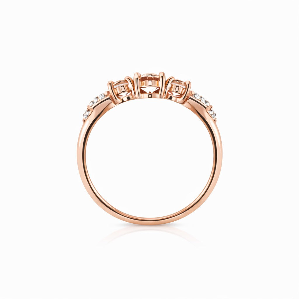 9ct Rose Gold Morganite & Diamond Ring. Design No: M2614
