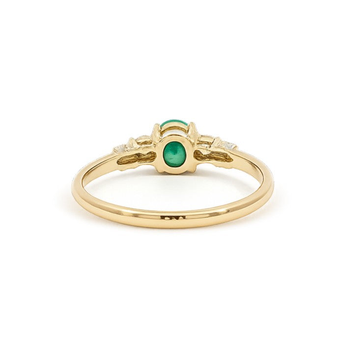 9ct Yellow Gold Natural Emerald & Diamond Ring. Design No: 373-9YEMD-B4