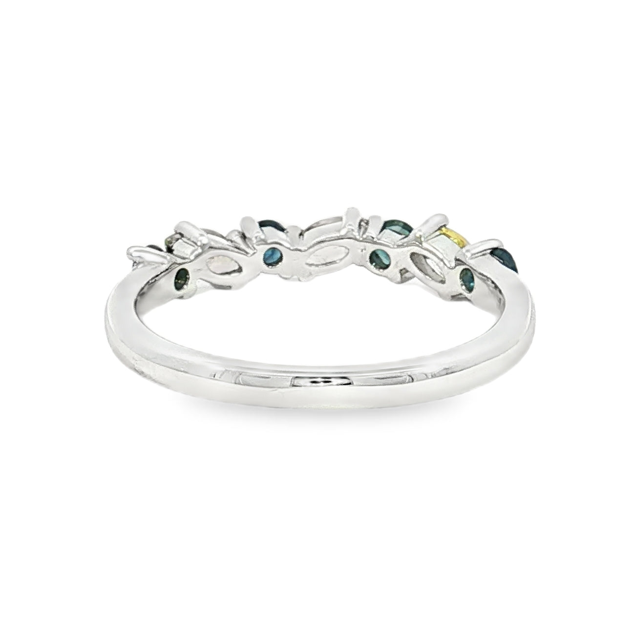 9ct White Gold Sapphire Dress Ring. Design No: SDWMQAYWY002.