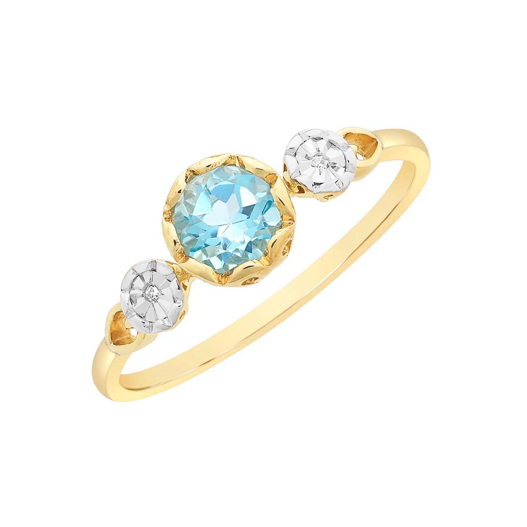 9ct Yellow Gold Blue Topaz and Diamond Ring, Design No: M3228 ...