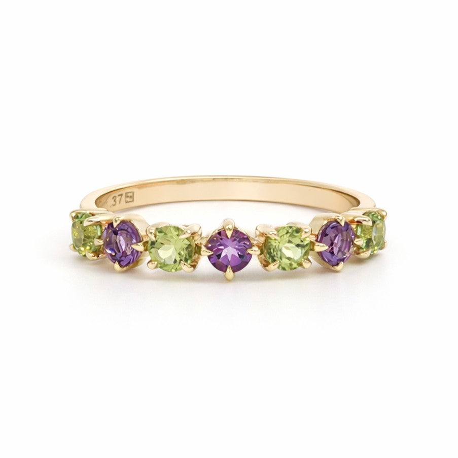 9ct Yellow Gold Amethyst & Peridot Ring Design No: 2761A-9YPEAM