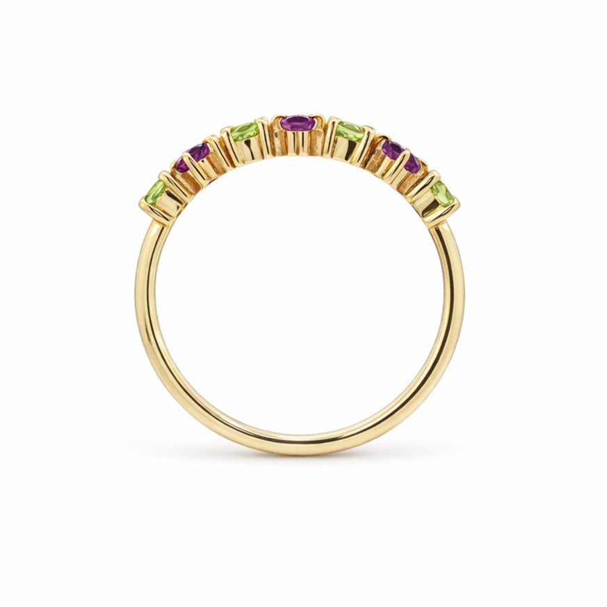 9ct Yellow Gold Amethyst & Peridot Ring Design No: 2761A-9YPEAM