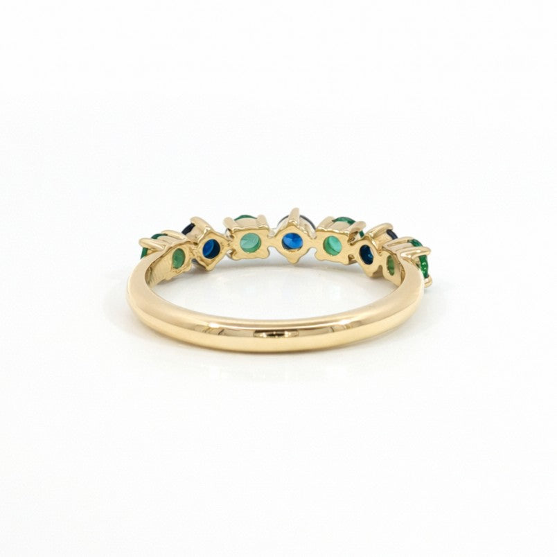 9ct Yellow Gold Ceylon Sapphire And Mint Tourmaline Ring. Design No: 2761A-9YTOMSAC-C
