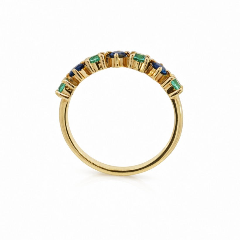 9ct Yellow Gold Ceylon Sapphire And Mint Tourmaline Ring. Design No: 2761A-9YTOMSAC-C