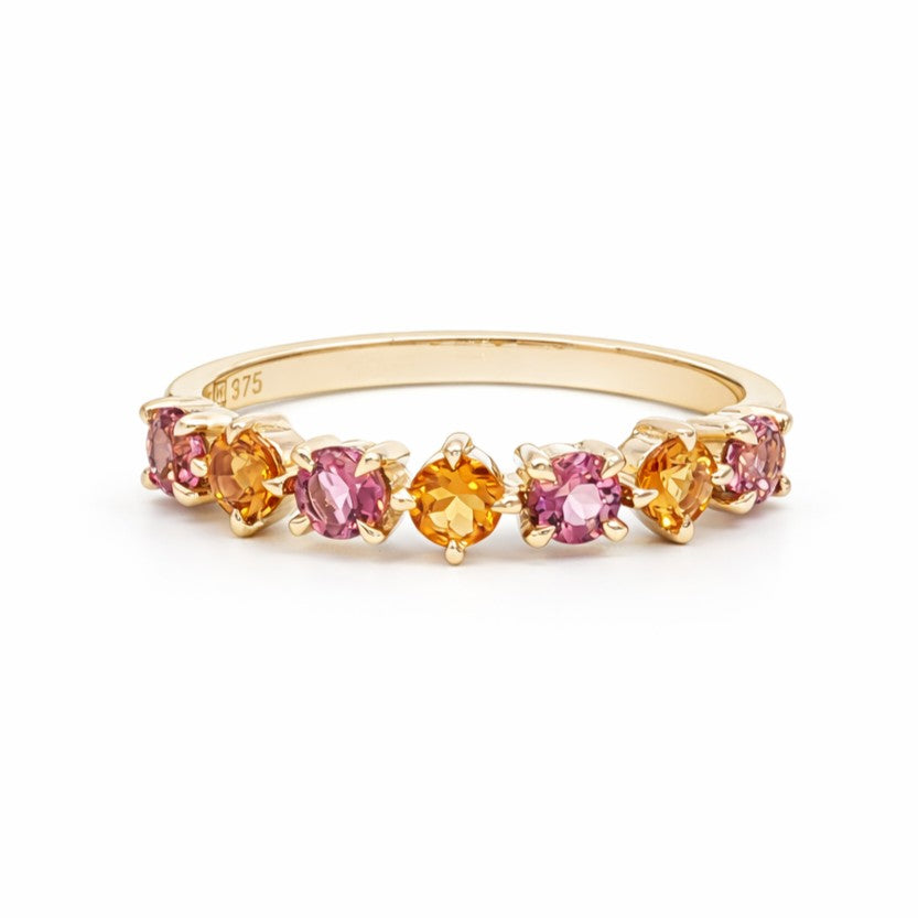 9ct Yellow Gold Citrine & Pink Tourmaline Ring. Design No: 2761A-9YTOPCI