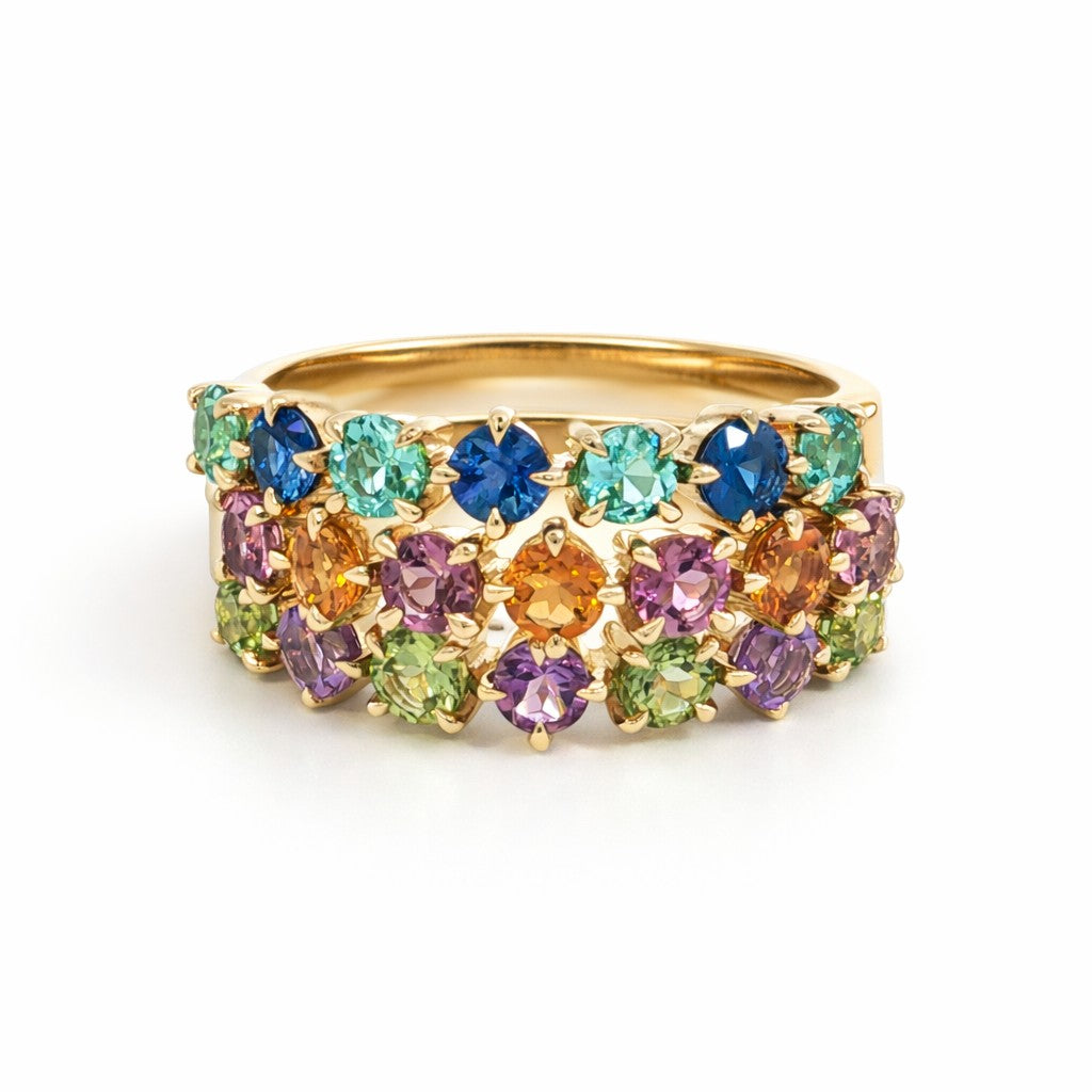 9ct Yellow Gold Citrine & Pink Tourmaline Ring. Design No: 2761A-9YTOPCI