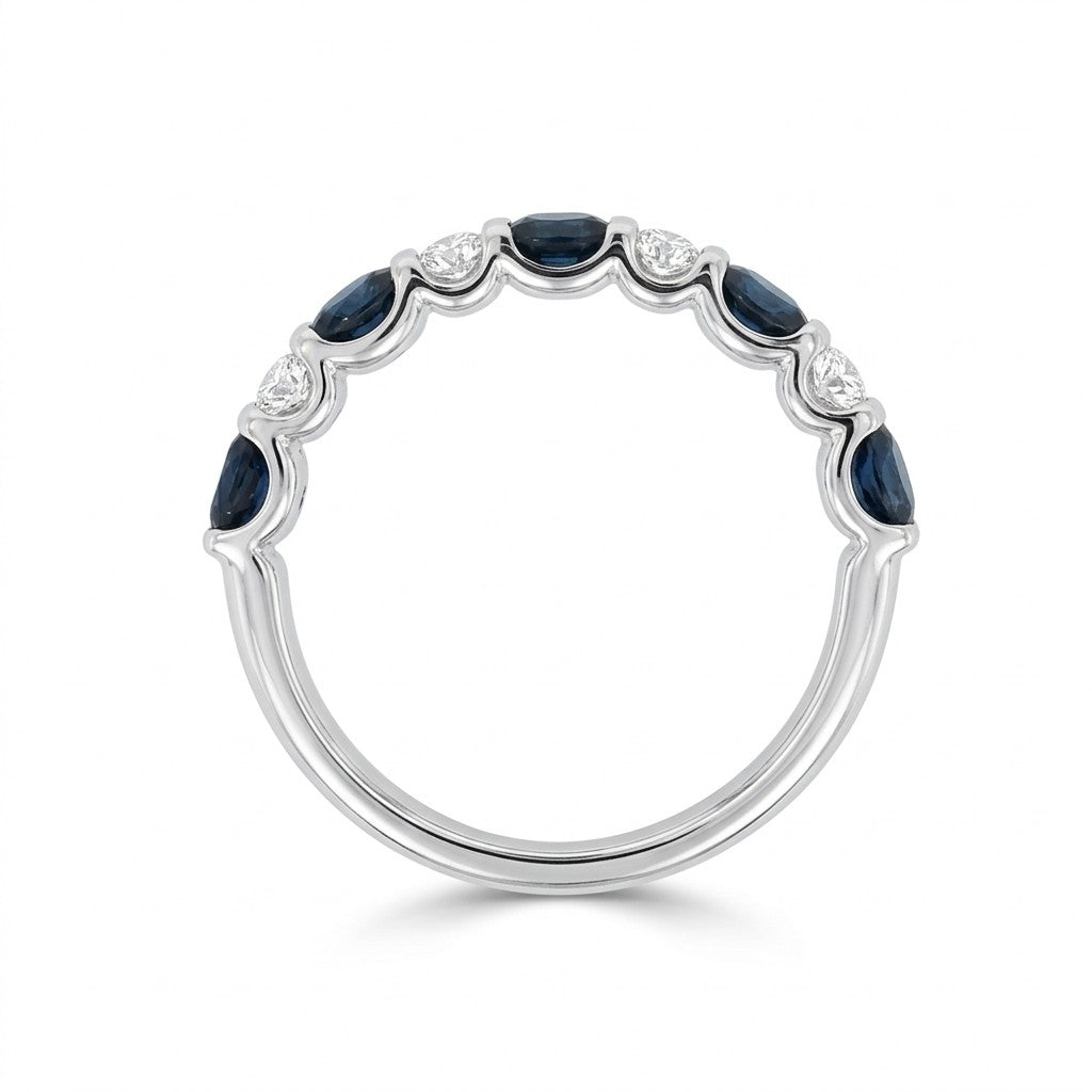 9ct White Gold Sapphire & Diamond Ring. Design No: 2947-9W-SAPPH
