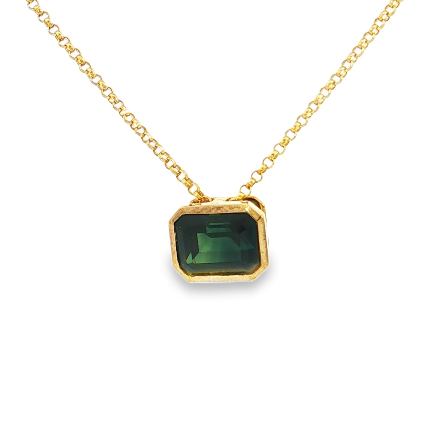 9ct Yellwo Gold Sapphire Necklace. Design No: SDPEMCSYT001.