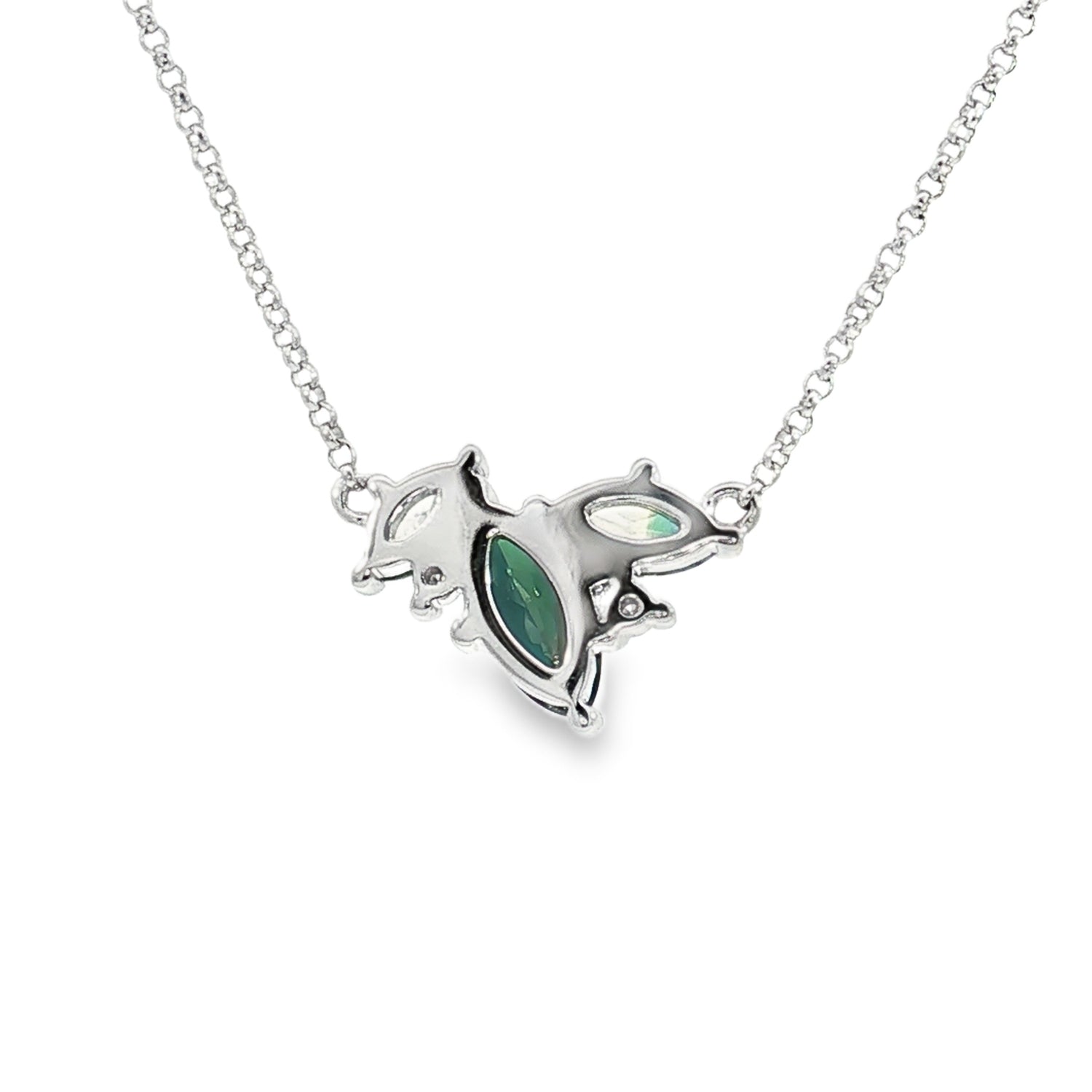 18ct White Gold Sapphire and Diamond Necklace. Design No: SDPMQMSWM004.