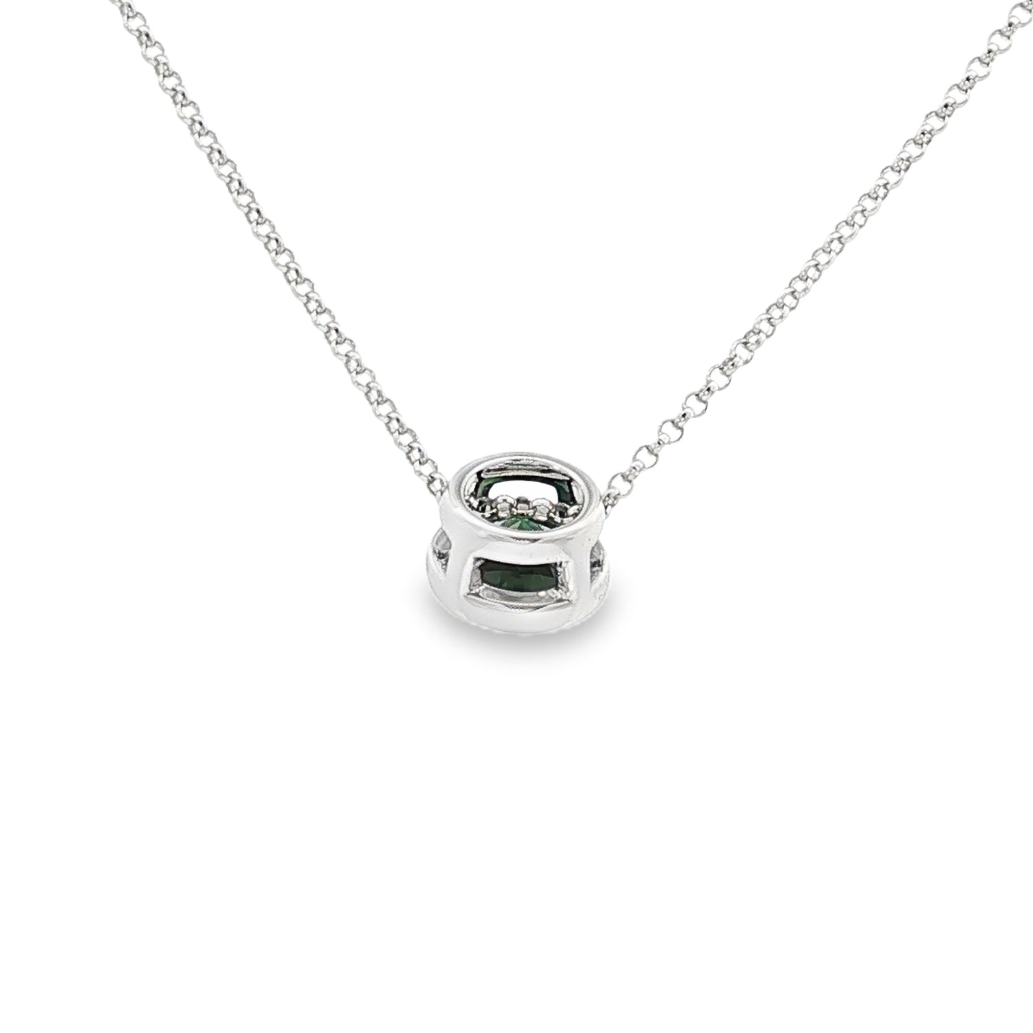 9ct White Gold Sapphire Necklace. Design No: SDPRDCSWP002.