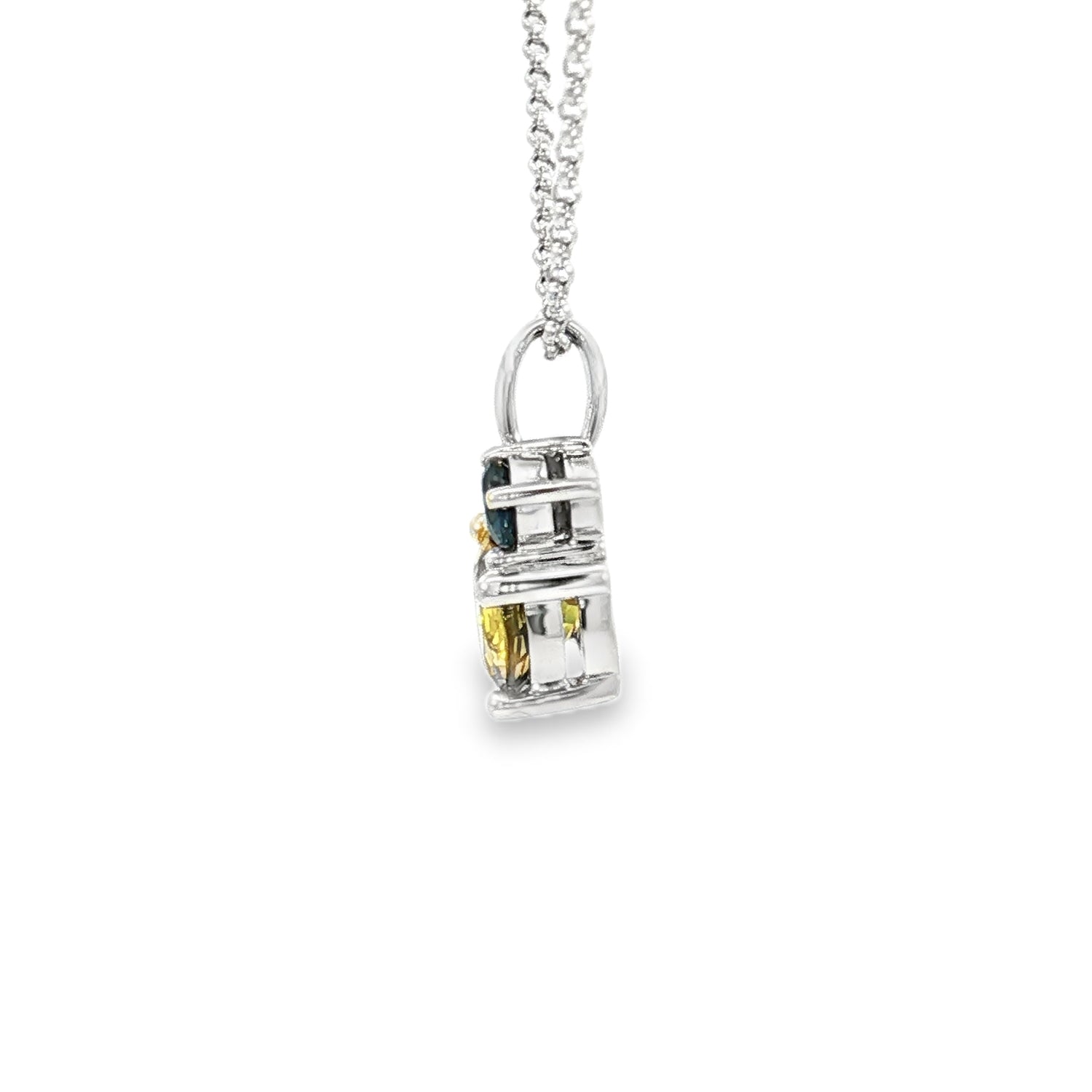 9ct White Gold Sapphire Necklace. Design No: SDPRDMSWY001