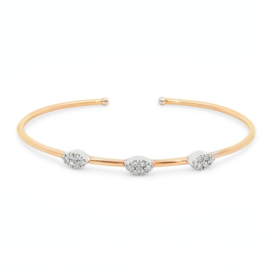 18k Rose & White Gold Flexible Diamond Bangle by Poix & Troy. Design No: MDL6552