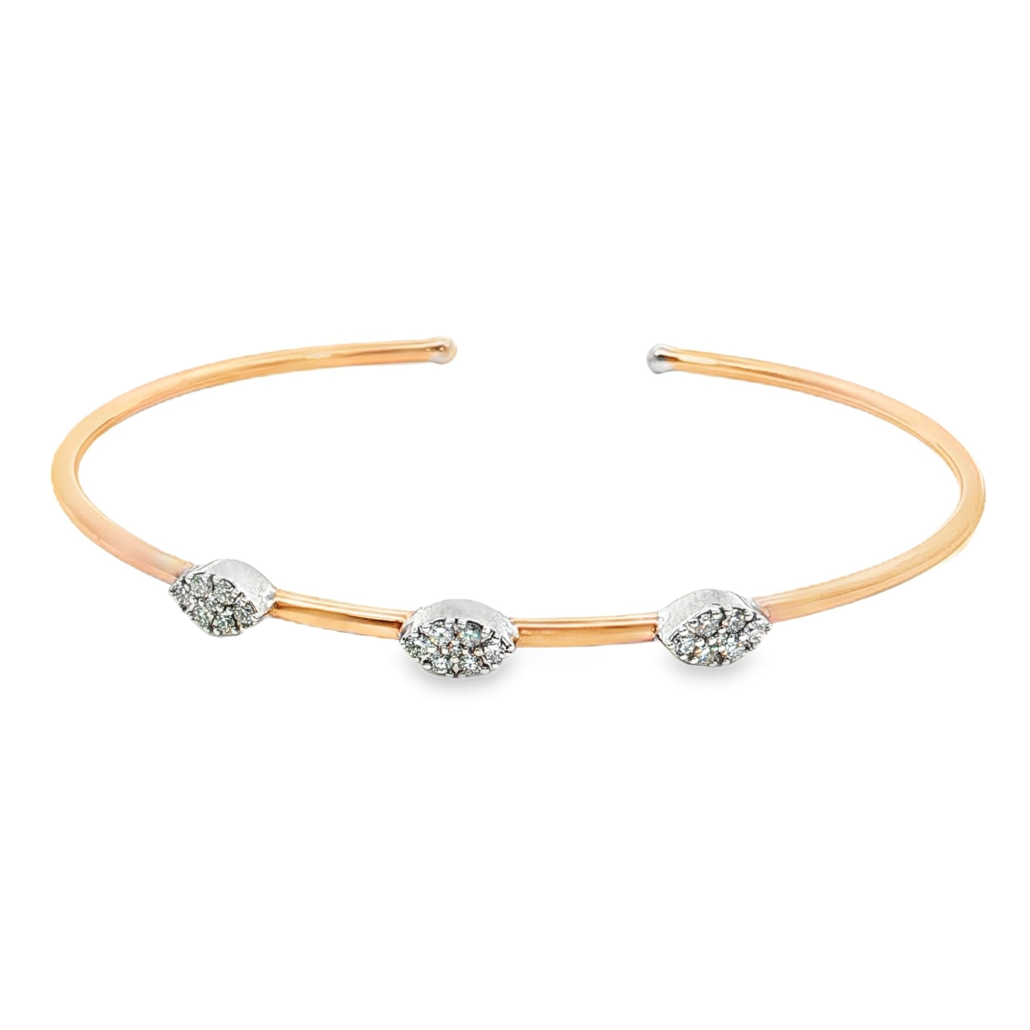 18k Rose & White Gold Flexible Diamond Bangle by Poix & Troy. Design No: MDL6552