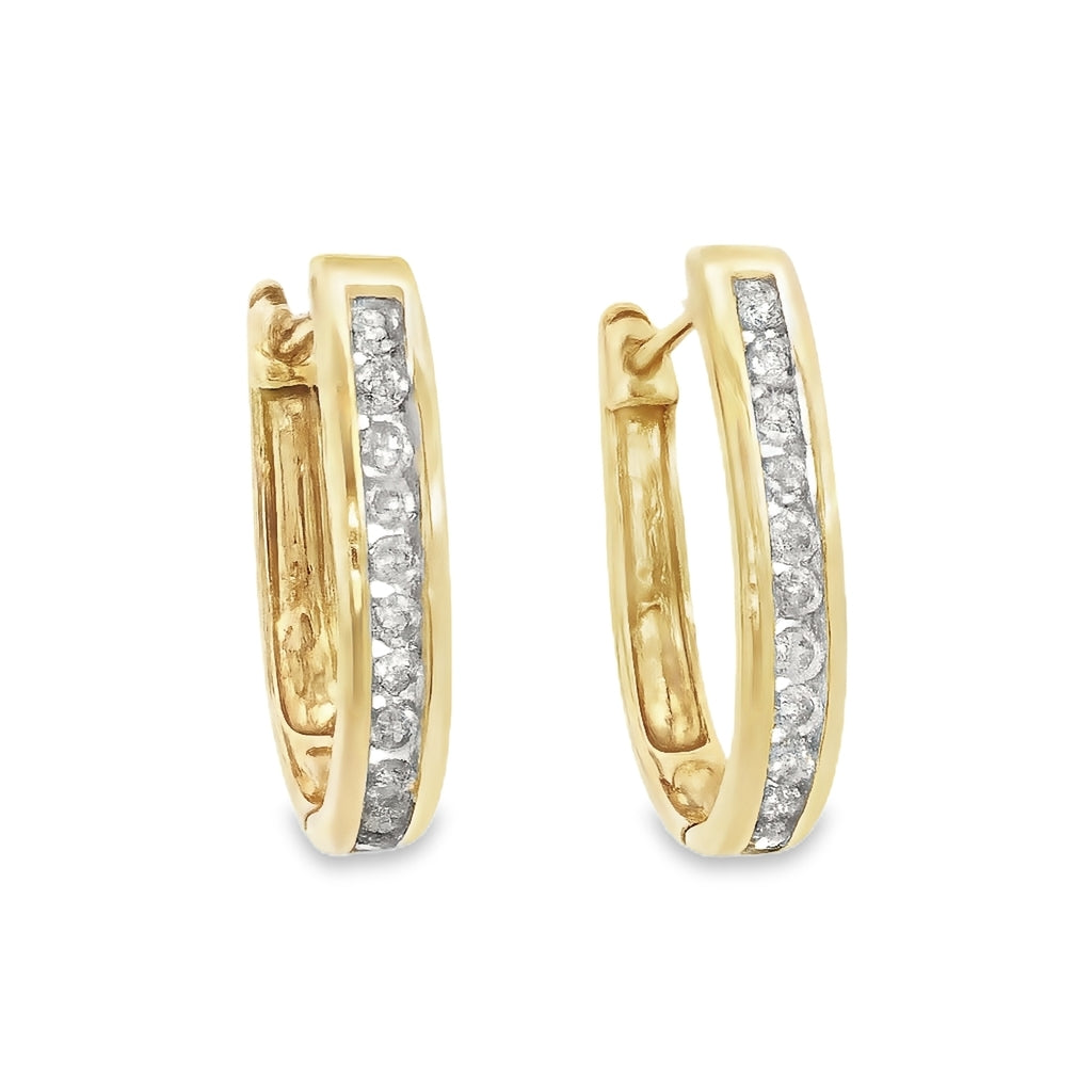 9ct Yellow Gold Diamond Huggie Earrings. Design No: RJO9YHUG50
