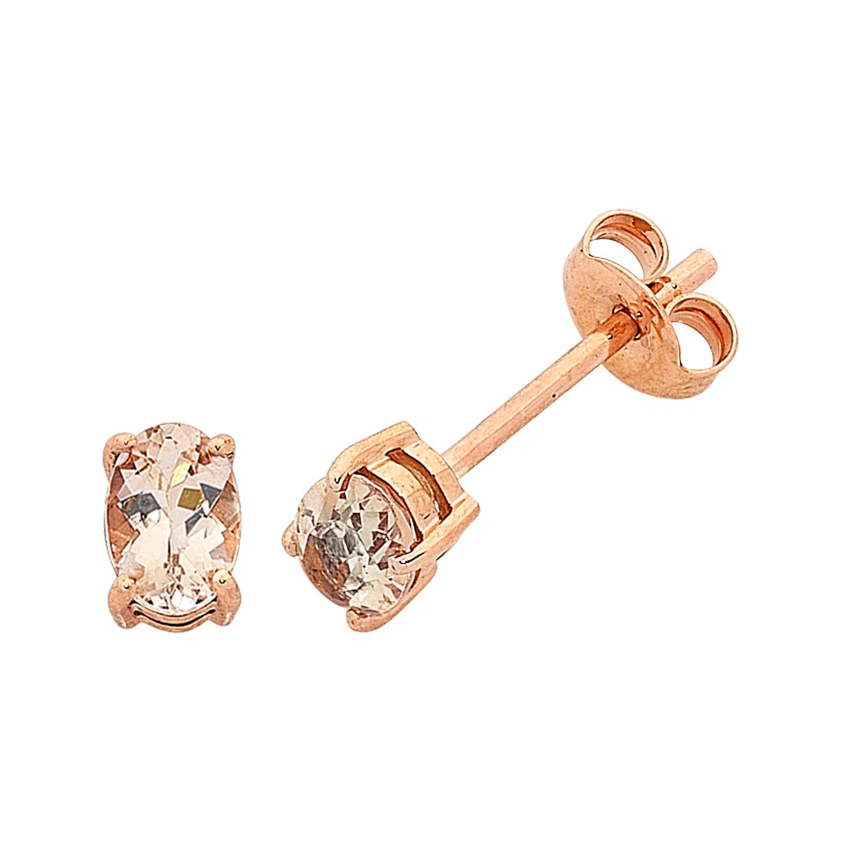 9ct Yellow Gold Morganite Stud Earrings. Design No: M2615.