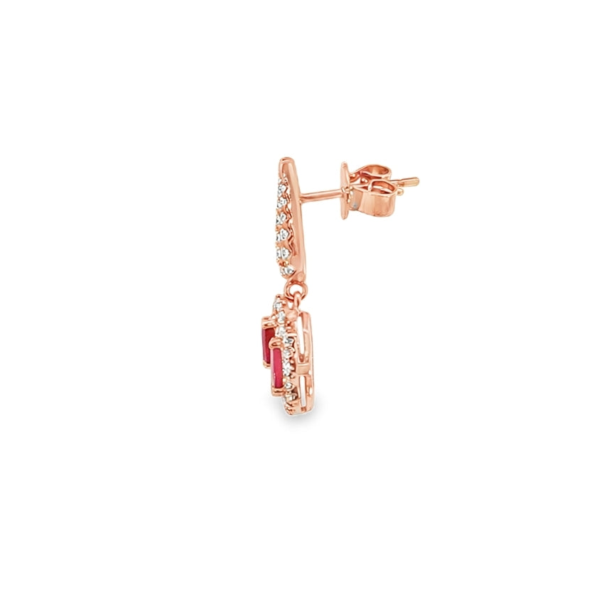 9ct Rose Gold Ruby & Diamond Earrings. Design: BEFSV-13-RU-2C