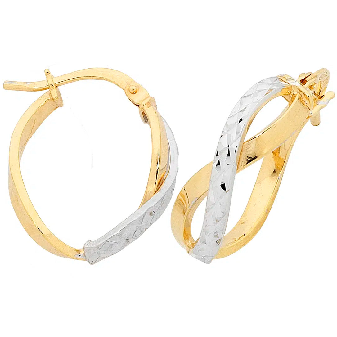 2-Tone 9ct Gold Silver Filled Hoop Earrings. Design No: M2245