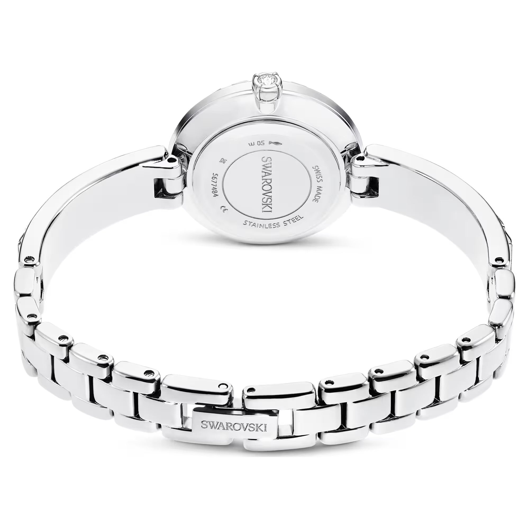 Matrix Bangle watch, Swiss Made, Crystal bracelet, White, Stainless Steel. Design No: 5677487