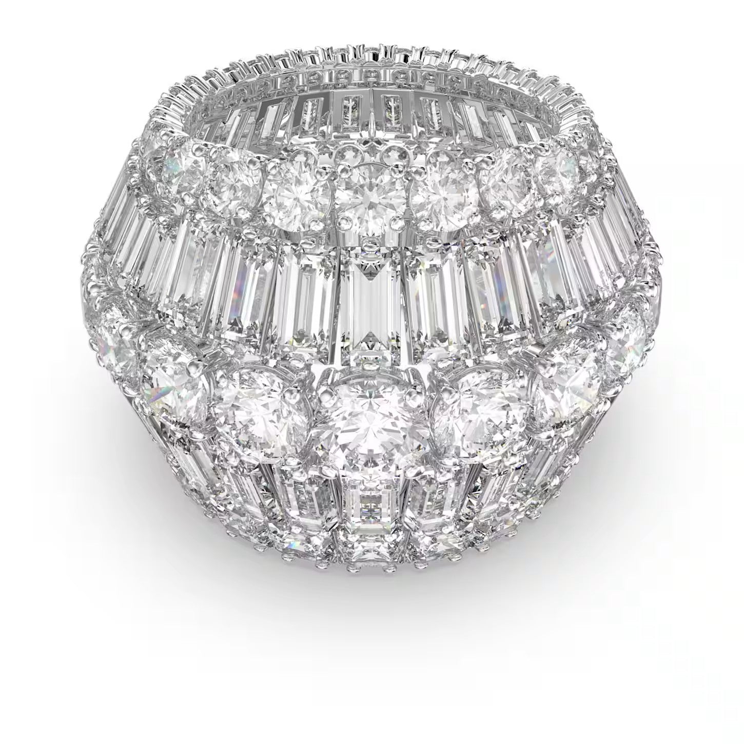 Hyperbola cocktail ring, Mixed cuts, White, Rhodium plated. Design No: 5610392
