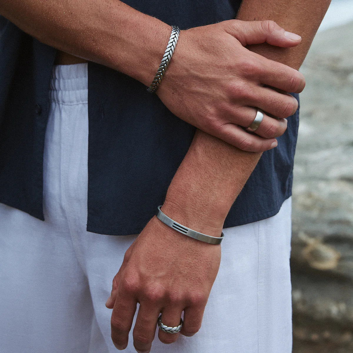 Najo Arc Men's Steel Ring. Stainless Steel. Design: R9057-10