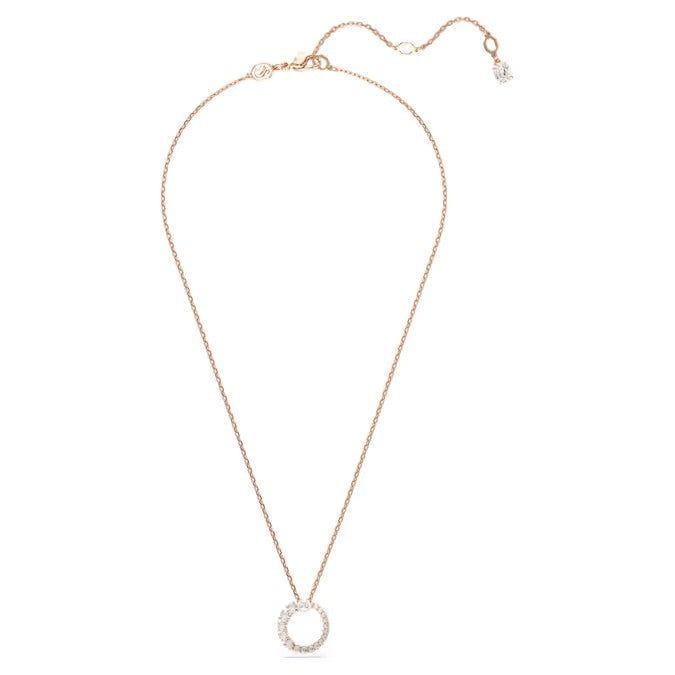 Matrix pendant, Crystal pearl, Round cut, White, Rose gold-tone plated. Design No: 5692265