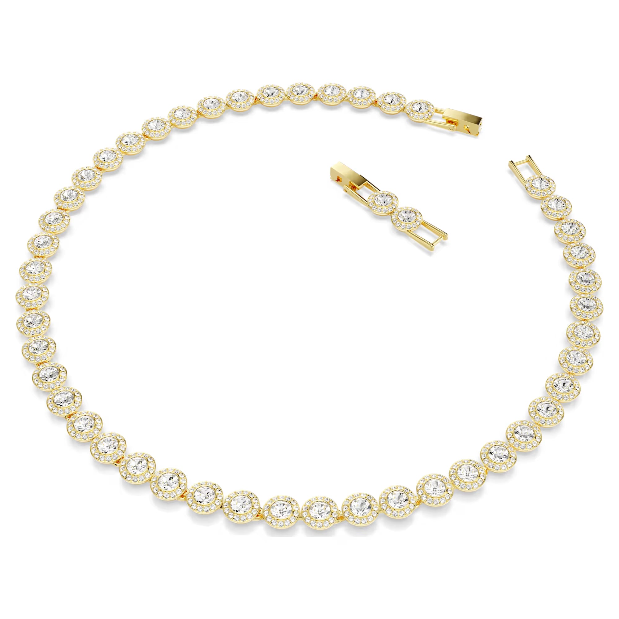 Una Angelic Tennis necklace, Round cut, White, Gold-tone plated. Design No: 5720505