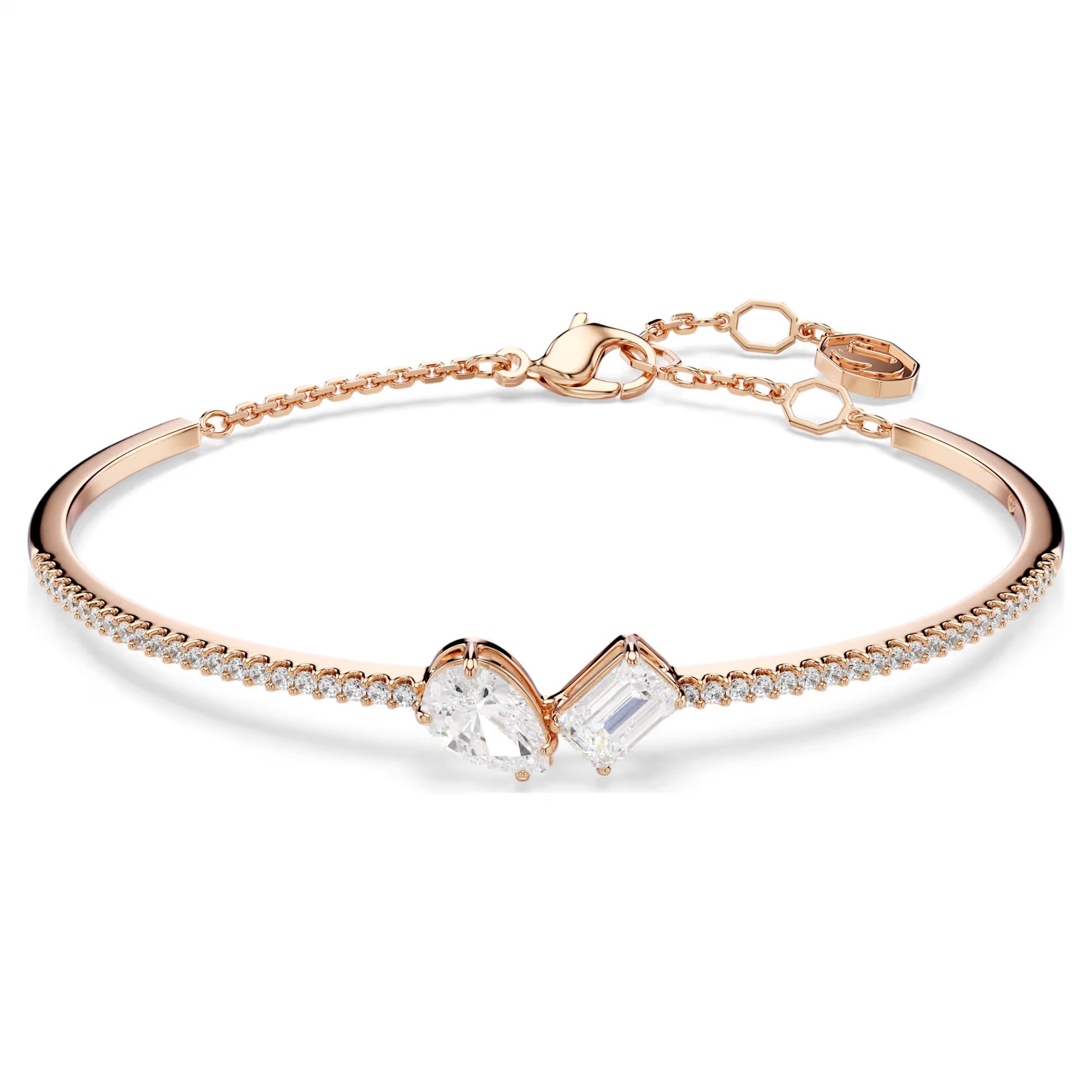 Mesmera bangle, Mixed cuts, White, Rose gold-tone plated. Design No: 5734247