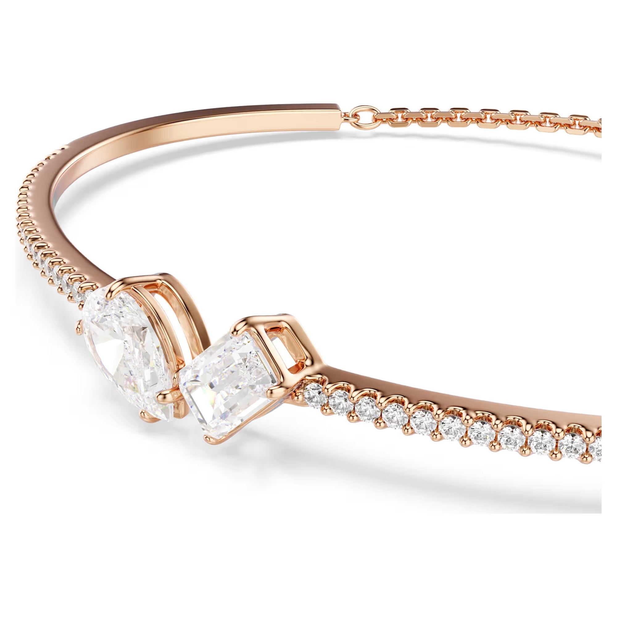 Mesmera bangle, Mixed cuts, White, Rose gold-tone plated. Design No: 5734247