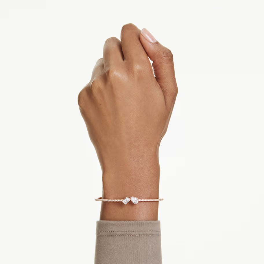 Mesmera bangle, Mixed cuts, White, Rose gold-tone plated. Design No: 5734247