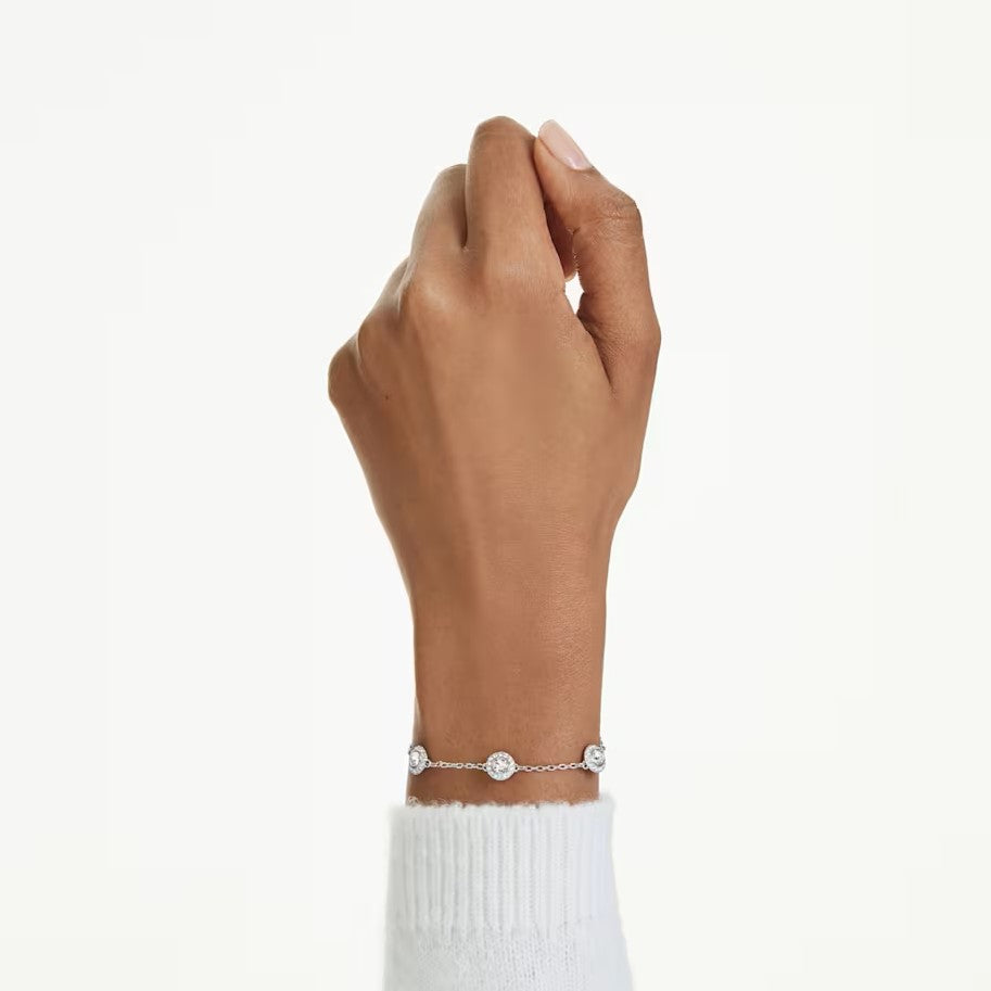 Una Angelic bracelet, Round cut, Double sided motifs, White, Rhodium plated. Design No: 5732272
